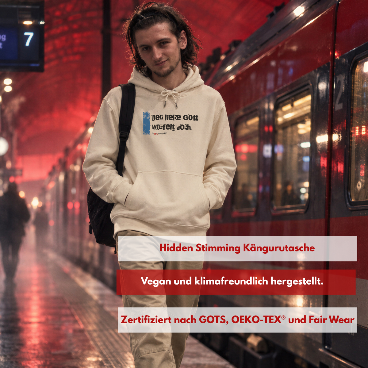 Bio-Hoodie „Der liebe Gott würfelt doch.“