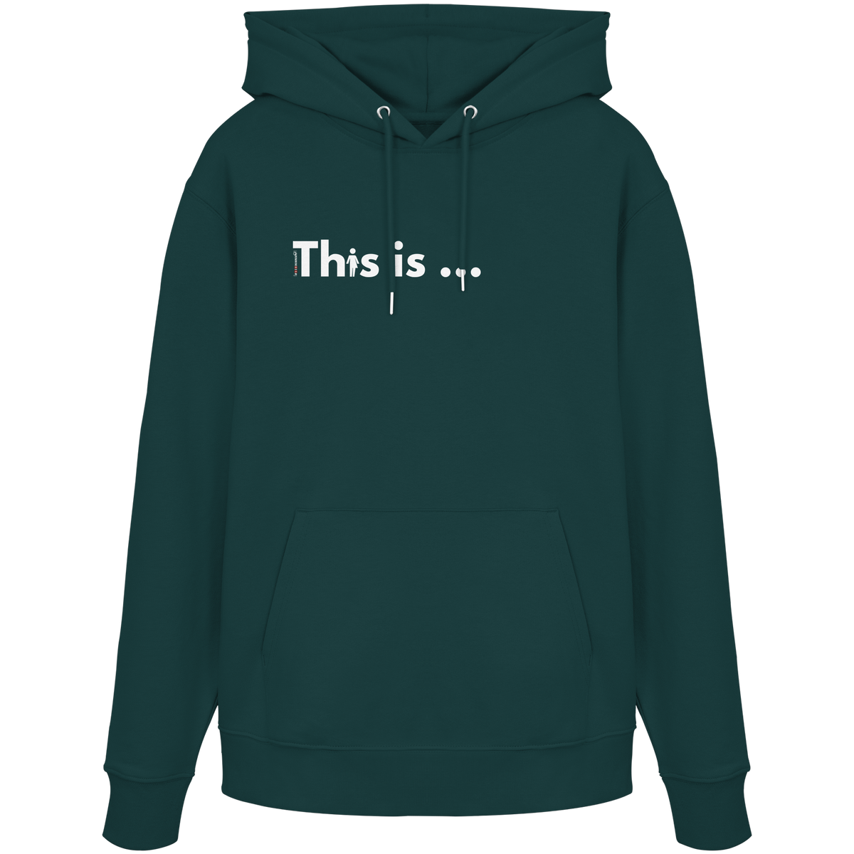Bio-Hoodie „This is just one example“ in Glazed Green – Vorderansicht mit Schriftzug „This is …“