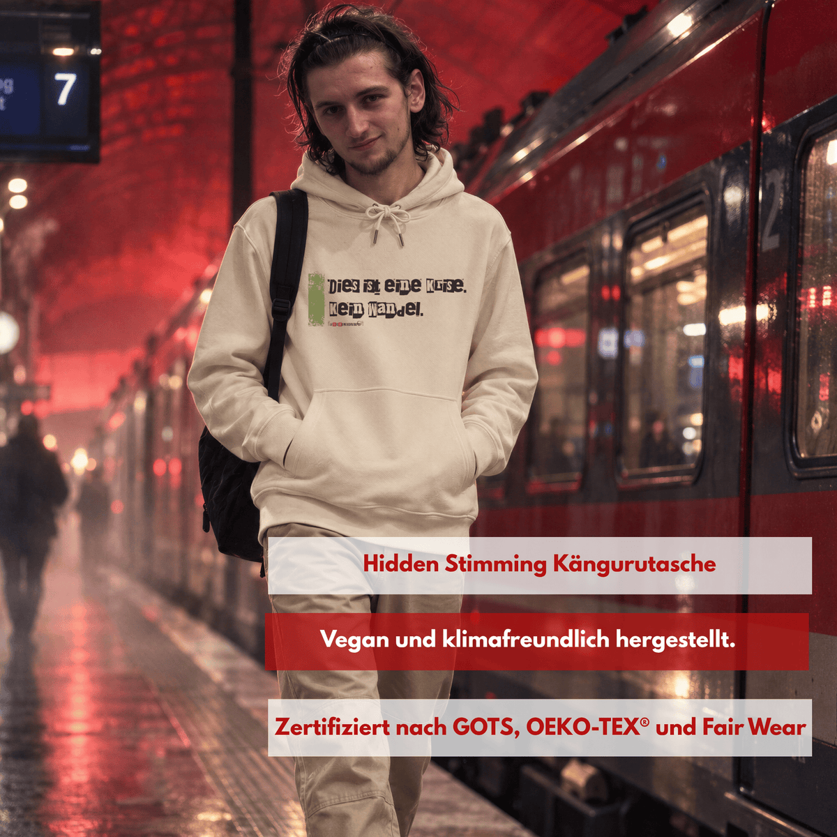 Bio-Hoodie „Klimawandel ≠ Klimakrise“ von den Wochenendrebellen in Natural Raw – Produktbild 4 von 11