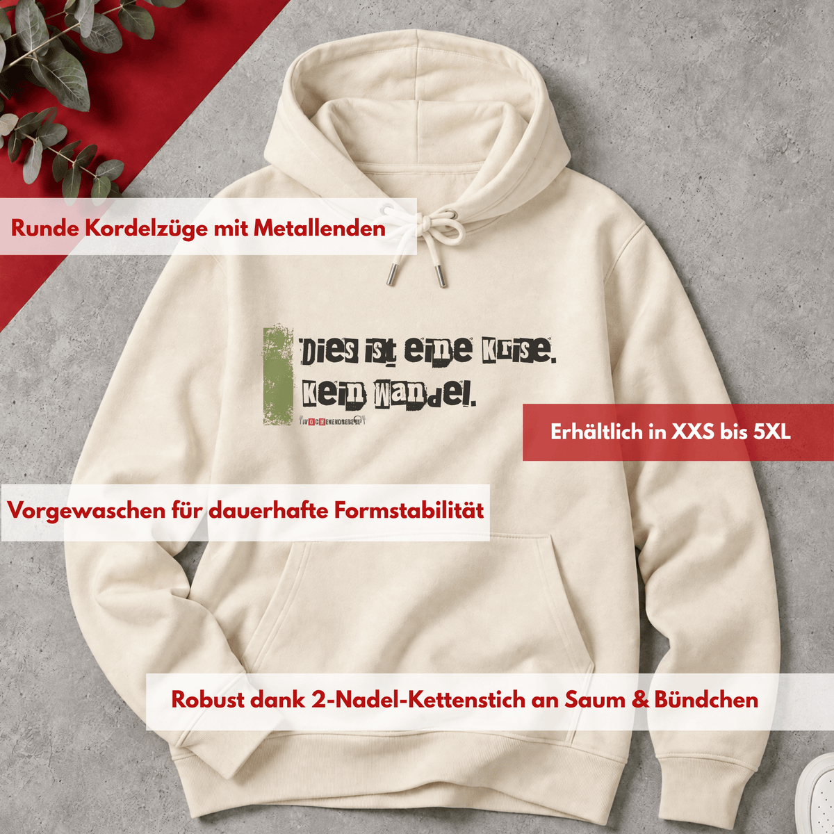 Bio-Hoodie „Klimawandel ≠ Klimakrise“ von den Wochenendrebellen in Natural Raw – Produktbild 7 von 11