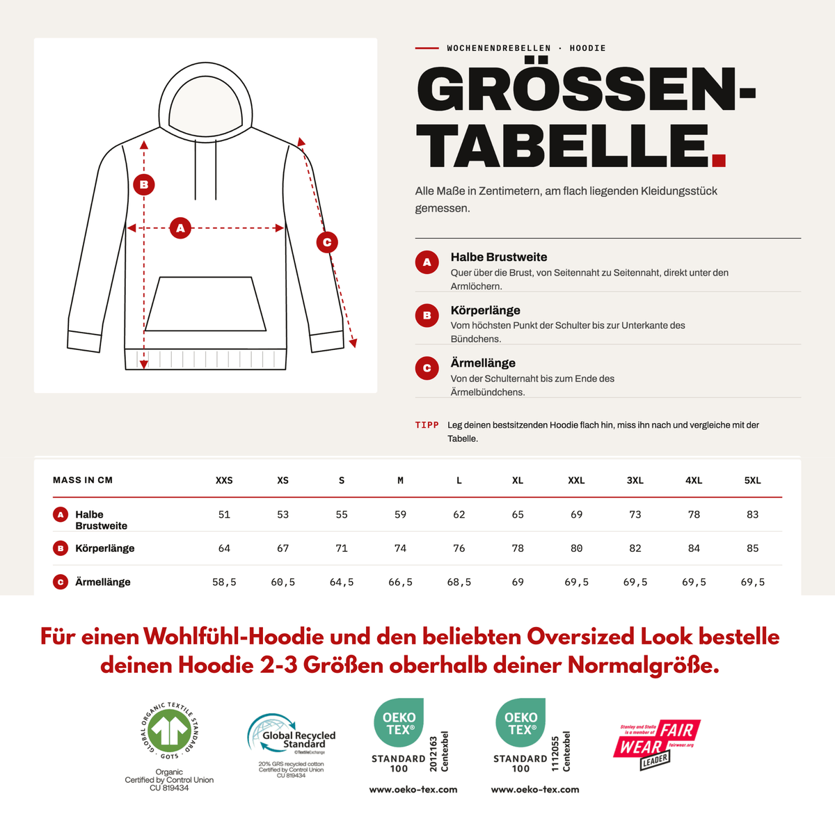 Bio-Hoodie „Klimawandel ≠ Klimakrise“ von den Wochenendrebellen in Natural Raw – Produktbild 8 von 11