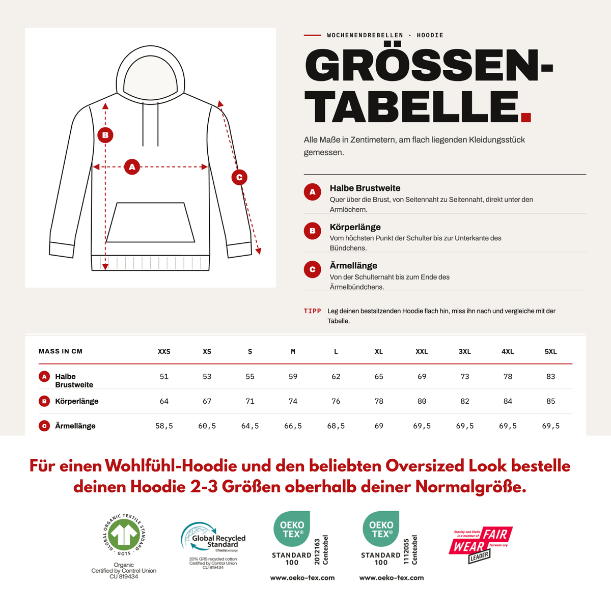 Bio-Hoodie „Ohne Natur haben wir nichts“ von den Wochenendrebellen in Natural Raw – Produktbild 2 von 12